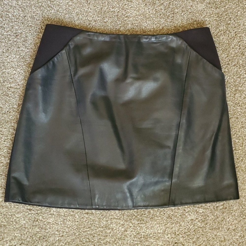 Ted Baker Leather and Wool Mini Skirt